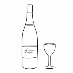 a bottle of wine and a wine glass