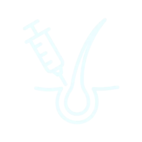 et ikon af en sprøjte i hovedbunden